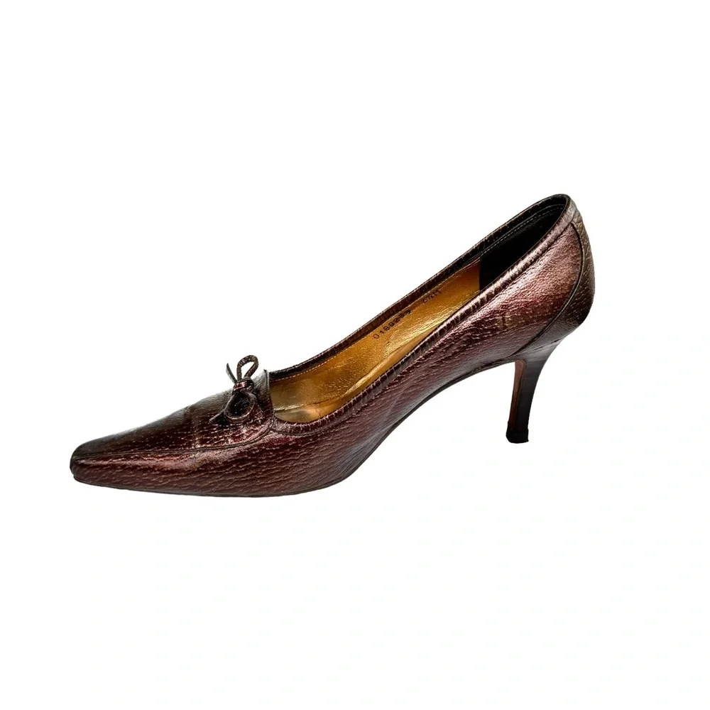 Delman Heels Metallic Brown Pumps